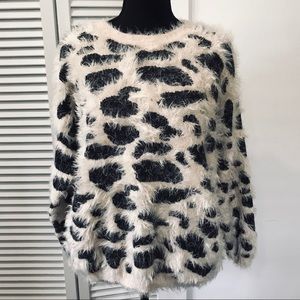 Fuzzy Animal Print Sweater